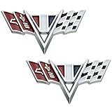 2Pc Front Fender V Flag Emblem Badge Crossed Flags Replacement for 1964-1967 Impala Camaro (Chrome)