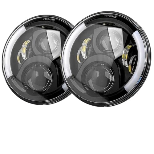Image of Cujjsrwp 7 Inch Black LED Headlight H4 Headlamp For Jeep For Wrangler JK TJ CJ-8 Scrambler CJ-7 Car Headlamp Headlight(2pcs Headlight1)