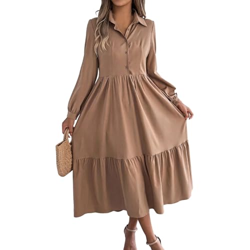 Robe d'affaires pour femme à col en V profond et manches longues évasées à volants fluides