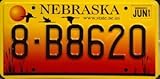 Nebraska www.state.ne.us License Plate black numbers on yellow orange with migrating ducks