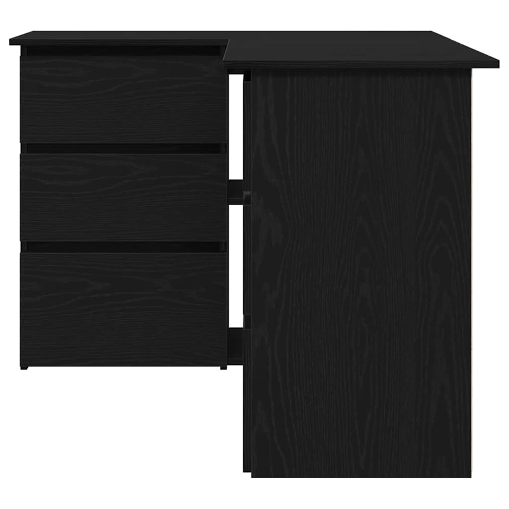 Scrivania da lavoro per computer, scrivania da ufficio, segretario con scaffale, nero, effetto rovere, 145 x 100 x 76 cm, per casa, ufficio, studio, appartamento