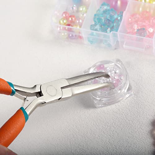 LEONTOOL Small Bent Needle Nose Pliers for Jewelry Making Angled Needle Nose Pliers with Serrated Jaw Needle Remover Pliers with Lanyard Curved Handle Working in Tight Spaces - Image 3