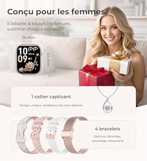 Iaret Montre Connectée Femme, 4 Bracelets, 1.83" Smartwatch, Fonction Féminine, Appels HD, 110+ Modes Sport, Podometre, Moniteur Cardiaque 24h/SpO2/Sommeil, Compatible iPhone/Android, Cadeau, Or Rose