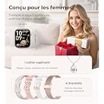 Iaret Montre Connectée Femme, 4 Bracelets, 1.83" Smartwatch, Fonction Féminine, Appels HD, 110+ Modes Sport, Podometre, Moniteur Cardiaque 24h/SpO2/Sommeil, Compatible iPhone/Android, Cadeau, Or Rose