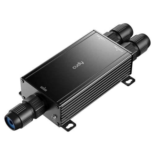 Cudy 2 Channel Gigabit Outdoor Poe Extender, IP67 Impermeabile, 10/100 / 1000Mbps, Poe Ripetitore/Amplificatore/Ripetitore, 802.3Bt / At/Af, Montaggio A Parete