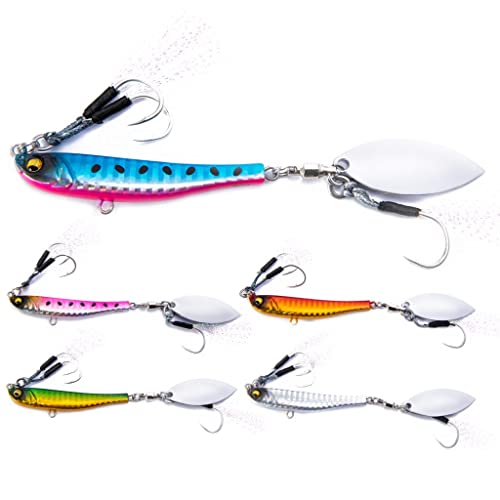 SEIRANLURE Salzwasser Jigs 20 g 30 g 40 g 5 Stück Kunstköder Jigging Angeljigs Drahtköder Jigs Metall Swim Jigs Blade Jigs SR-MG Swim Jig 40 g (5 Stück) Cover