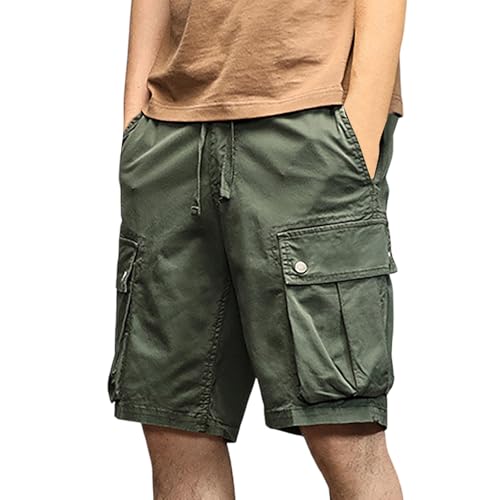 Men's Casual Summer Shorts Lightweight Breathable Comfortable Outdoor Active Athletic Performance Pure Color (Green, 40)