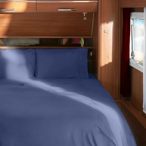 Image of Mellanni RV Short Queen Sheets - 4 PC Iconic Collection Bedding | Hotel Luxury, Extra Soft, Cooling Bed Sheets - Deep Pocket up to 10 inch (RV /Short Queen, Blue Nova)