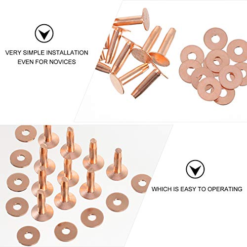 Exceart Kit de Rebites e Rebarbas de Cobre com 20 Conjuntos de Rebites de Couro Rebites de Cobre Kit