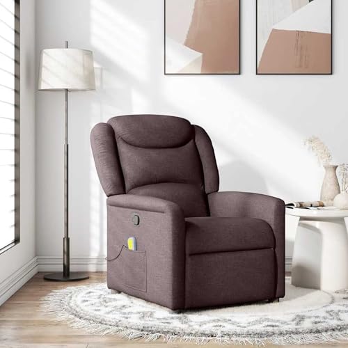 Gecheer Fauteuil de massage inclinable en tissu marron foncé