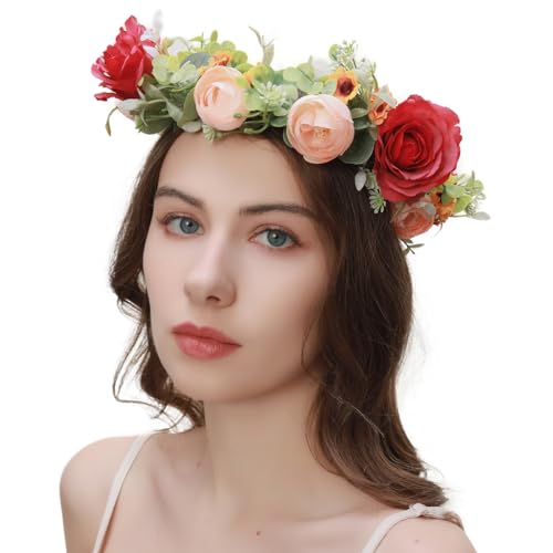 Ghirlanda di fiori regolabile fatta a mano con aureola floreale corona ghirlanda copricapo matrimonio festival festa