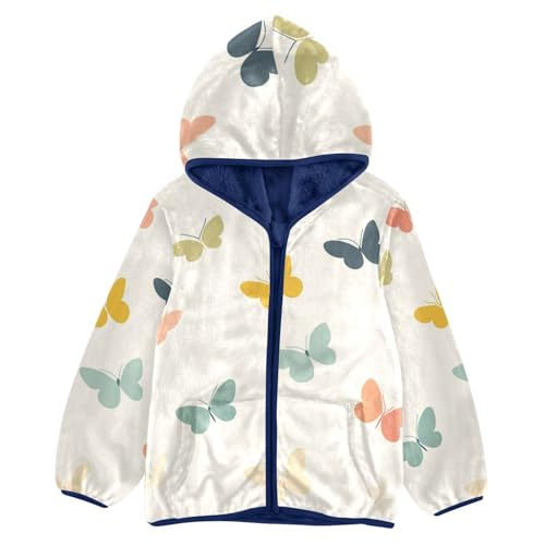 Butterflies Silhouettes Colorful Girls Fleece Jacket Girls Fall Jacket Girls Zip Up Hoodie Girls Sherpa Jacket 2-10T