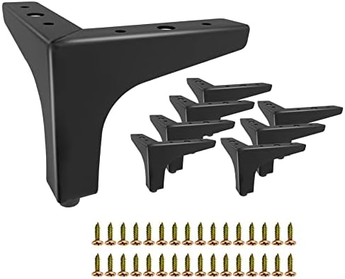 Taelakeni Set of 8 Metal Furniture Sofa Legs, 4 Inch Cabinet Dresser Sofa Feet Leg, Including Screws, Black