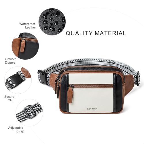 Image of LATMAP 3L TRIPLE ZIP Fanny Packs Belt Bag For Women Men Crossbody Waist Pack Sling Chest Bum Travel Bag Purse Faux Leather Fashion Cute Black