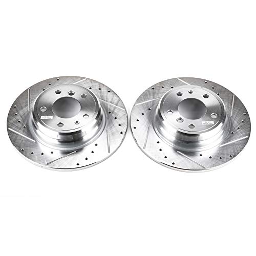 Image of PowerStop Evolution Rear Brake Rotors for BMW 740i 1995 |740i 1997-01 |740iL 1995-01 |840Ci 1994-97 |850Ci 1993-97 |BMW 850CSi 1994-95 - Drilled & Slotted Performance Disc Rotors Upgrade, EBR422XPR