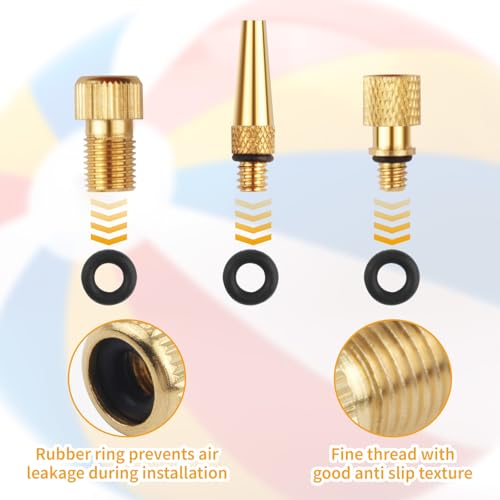 42PCS Bicycle Valve Adapter Pack, Brass Bike Tire Valve Pump Adaptor with Schrader to Presta Valve Adapter/Presta to Schrader Valve Adapter, Bike Tire Valve Pump Adapters & Elbow Valve Extenders