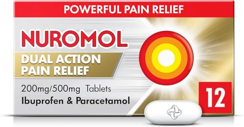Nuromol Pain Relief Ibuprofen and Paracetamol Tablets, 12 Pack, Migraine Relief, Headache Relief, Joint, Period, Flu Tablets, Powerful Painkillers, Paracetamol, Pain and Fever