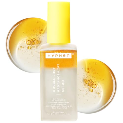Hyphen 18% Brightening + 20% Collagen Face Serum | Double Shot Serum with 11% Mandarin 5% Niacinamide 2% PGA & Bakuchiol | Winter Skincare | Brightening, Hydrating & Collagen Boost for Dry Skin - 50ml 2