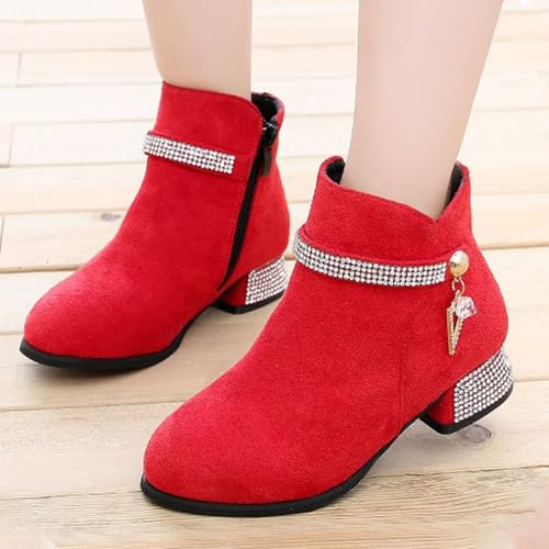 IWIHMIV Toddler Girl Ankle Boots Low Heels Fall Booties Pointed Toe Side Zipper Riding Shoes Dress Short Boots3