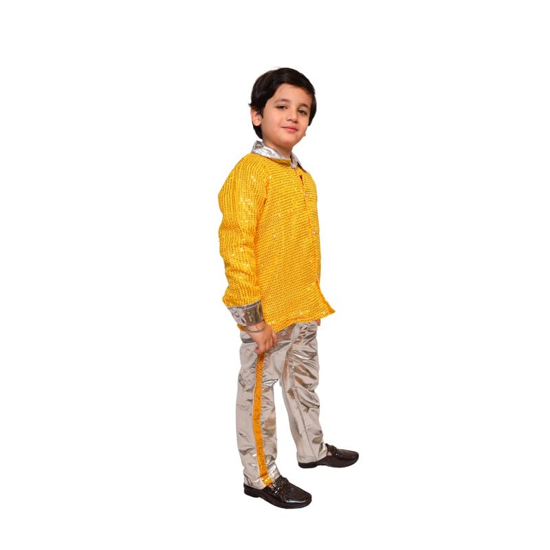 Image of Kaku Fancy Dresses Western Disco Outfit for Kids Sequin Shirt with Shining Pants for Annual Day Programme