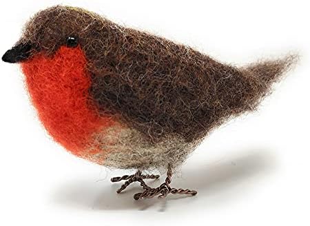The Crafty Kit Company British Birds Robin Needle Felting Kit containing 100% British Wool, Felting Needles, High Density Sponge, Colour Instructions for Creative Children and Adults