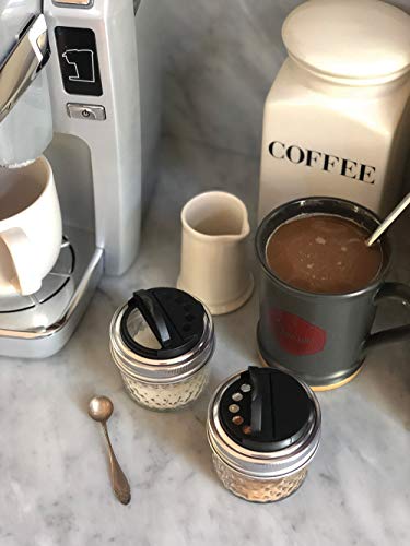 Jarware Spice Lids For Regular Mouth Mason Jars, Set Of 2, Black And White #TOP3