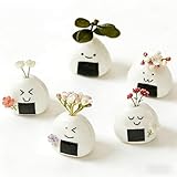 5 PCS Mini Flower Vase, Handmade Japanese Onigiri Rice Ball Mini Vases for Dry Flowers, Cute Small Bud Vases Set, Tiny Face Vases, Kawaii Small Vase Decor, Tiny Ceramic Vase for Shelves