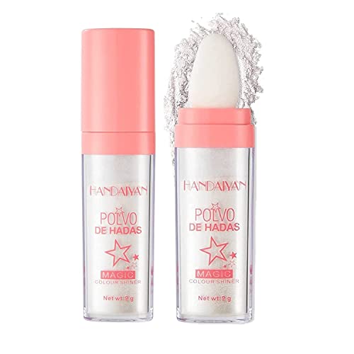 Racsoh Handaiyan Polvo De Hadas - 3 Colors Polvo De Hadas HANDAIYAN - Body Brightens the Natural Three-Dimensional Face Blusher Fairy Highlight Patting Powder (01#White Moonbeam)