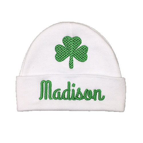 Personalized Baby hat with Shamrock for a Baby Girl or Baby boy, Custom Irish Baby Gift, Clover Baby hat, St. Patrick s Day Baby hat (3-6 Months)