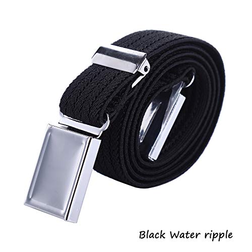 Awaytr 3 Pcs Kids Adjustable Magnetic Belts - Easy To Use Magnetic Buckle Belt For Boys And Girls (Black Ripple/Navy Blue Ripple/Brown) #TOP5