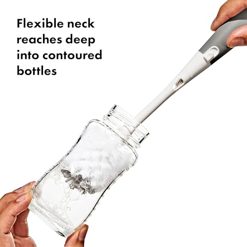 OXO Tot Bottle Brush with Nipple Cleaner and Stand, Gray - Thumbnail 5