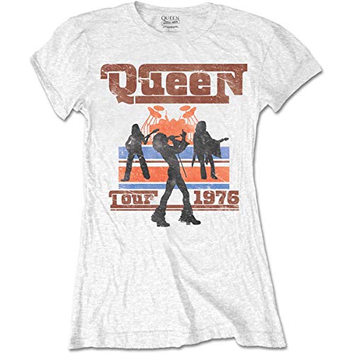 Ladies Queen 1976 Tour Silhouettes Official Tee T-Shirt Womens Girls (XX-Large) White