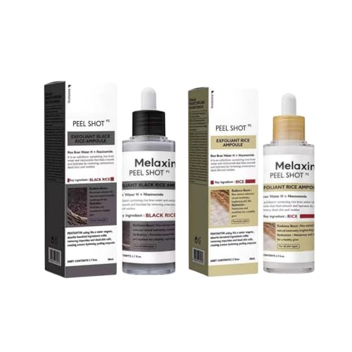 Drmelaxinn Peel Shot White Rice Black Rice Peeling Ampulle für Abgestorbene Hautzellen Reduziert Pickel (Schwarzer Reis 80ml+Weißer Reis 80ml)
