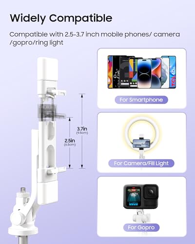 ACKIMA 53'' Selfie Stick Tripod with Light, Enhanced 4-Leg Cell Phone Stand Camera Tripod with Rechargeable Wireless Remote & 2 Fill Light, Portable Selfie Stick Travel Essentials for iPhone Android - Image 6