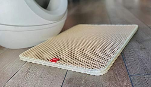 Premium Cat Litter Mat, Cat Litter Box Mat Scatter Control, Waterproof Double Layer, Large Size 50 x 40 cm (Beige, L)