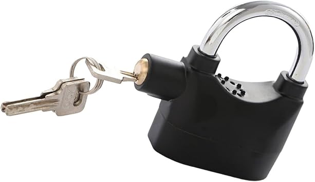 Outanaya Motorbike Lock for Electric Vehicle and Motorcycle, Black Aluminum Alloy Anti-rust Padlock with Siren, Tamper-resistant Security Alarm for Outdoor and Indoor Use