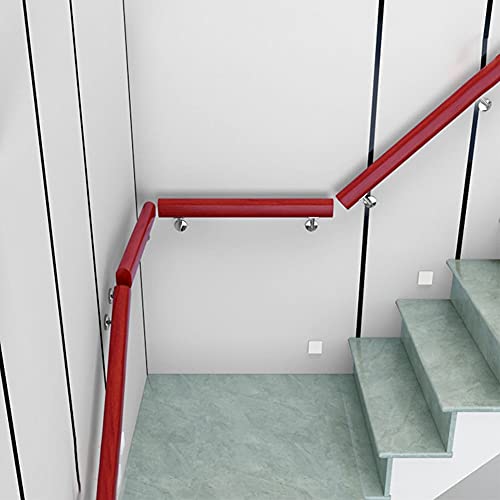 Wooden Handrails Stair Banister Kit, Pine Safety Non-Slip Stair Armrest, 5Cm Thick Oval Smooth With 2 Stainless Steel Brackets For Indoor Loft, Garage Steps, Garden Ramps ( Color : Red , Size : 30Cm ) #TOP2