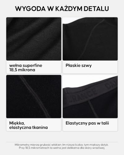DANISH ENDURANCE Termoaktywny Zestaw Merino Męski, 250 GSM, Czarny, M