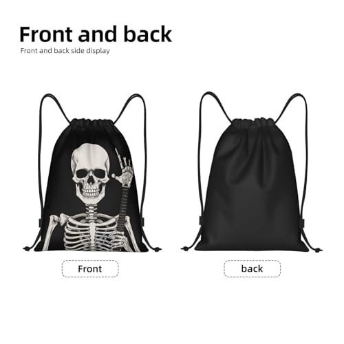 Skeleton Skull Drawstring Backpack Gym Backpack Sackpack Rock Roll Hippie Swim Yoga Bag Sports Drawstring Bags For Men Women Medium 16.5"x19.6"4