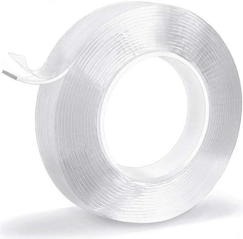 Heavy Duty Double Sided Mounting Tape, 1" x 198", Traceless and Removable Nano Tape for Outdoor and Indoor, Strong Adhesive Clear Two Sided Gel Grip Tape (16.4 FT)