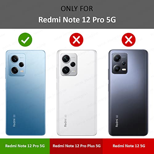Image of WOW IMAGINE Shock Proof Flip Cover Back Case Cover for Xiaomi Redmi Note 12 Pro 5G (Flexible | Leather Finish | Card Pockets Wallet & Stand | Black)