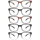 SIGVAN Blue Light Blocking Reading Glasses for Men Women Computer Spring Hinge Readers Square Frame Glasses 5 Packs (5 Mix, 2.25)