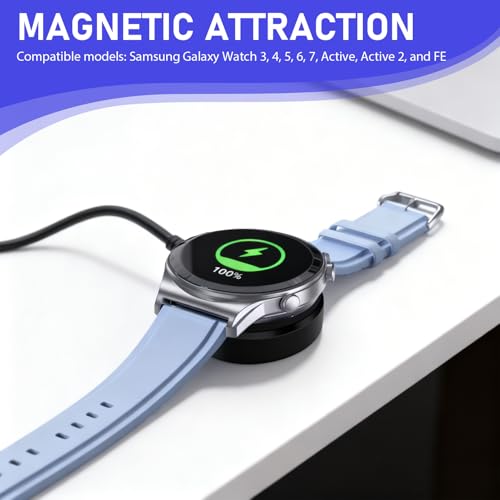 Ładowarka do Samsung Galaxy Watch 7/Ultra/6/6 Classic/5/5 Pro/4/4 Classic/3/Active 2/FE, kabel ładujący USB C do Samsung Watch, z magnesem i adapterem USB A, kabel do szybkiego ładowania, 1,2M