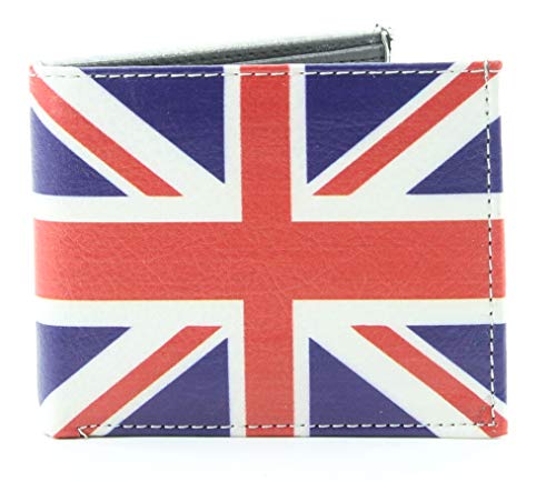 Mens Bi-Fold UK Flag Wallet Bill Holder Credit Card Holder and ID Display Window