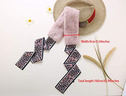 Allegra K Leopard Ribbons Faux Fur Winter Wrap Collar Scarf Plush Neck Scarves Warmer for Women3