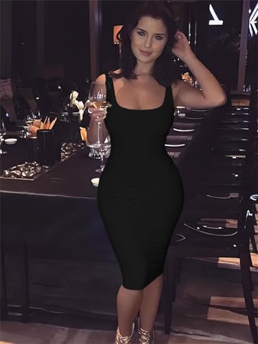 Image of Mrskoala Women Midi Tank Dresses Sexy Club Casual Dress Summer