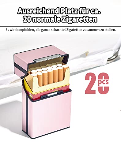 LAOYE Sigarettendoosjes, van metaal met magneetsluiting, van aluminium, lichte stijlvolle sigarettendoosjes voor 20 sigaretten (2 stuks, roségoud) - Afbeelding 5