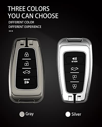 Gerzen For Toyota Key Fob Cover With Keychain, Key Cover For Women Man Compatible With Camry Rav4 Highlander Avalon C-Hr Prius Corolla, Metal Key Shell For Toyota Accessories (Grey) #TOP1