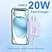 Matsusho iPhone 17 16 15 Charger Fast Charging 10 FT, 2 Pack 20W USB C Wall Charger with 10FT Type C Charger Fast Charging Cable for iPhone 17/17 Pro/17 Pro Max/Air/16/16 Pro/16 Pro Max/15 Pro Max
