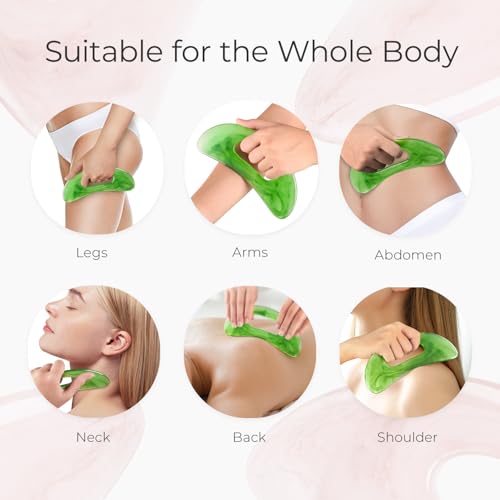 Image of Scienlodic Body Gua Sha Massage Tool with Handle, Larger Guasha Tool for Back Neck Face Leg Massage, Lymphatic Drainage, Cellulite Remove